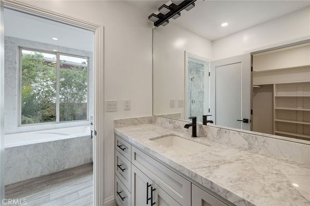 Bathroom, Interior, Recessed Lighting, Wood Texture Flooring