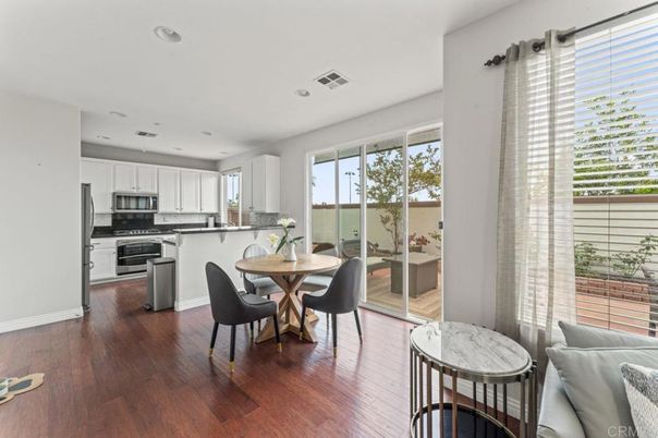 Dining room, Interior, Kitchen, Recessed Lighting, Stainless Steel Appliances, Wood Texture Flooring
