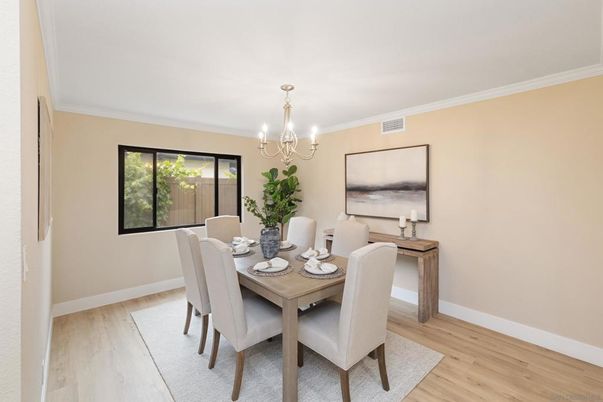 Chandelier, Dining room, Interior, Wood Texture Flooring