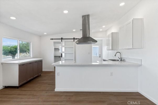 Interior, Kitchen, Recessed Lighting, Wood Texture Flooring