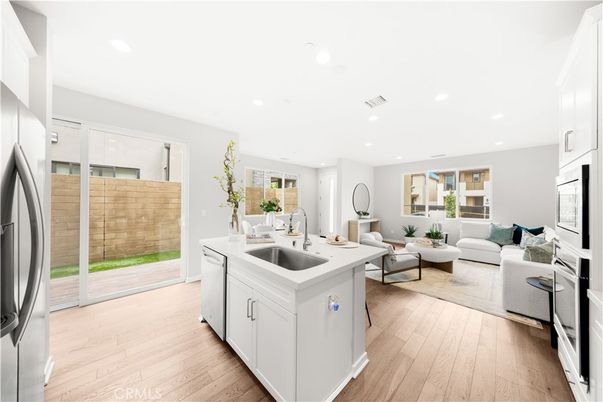 Interior, Kitchen, Living room, Recessed Lighting, Wood Texture Flooring