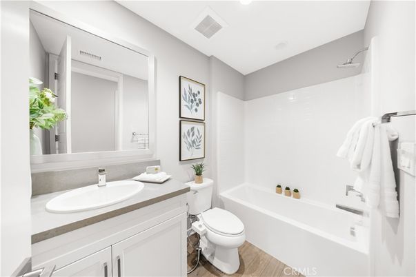 Bathroom, Interior, Recessed Lighting, Wood Texture Flooring