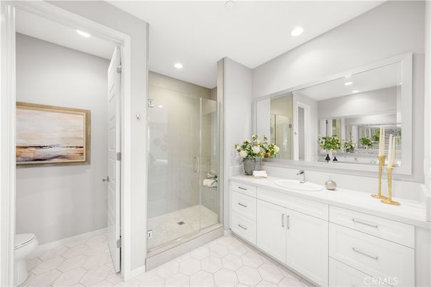 Bathroom, Glass Shower, Interior, Recessed Lighting