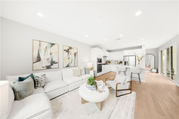 Interior, Kitchen, Living room, Recessed Lighting, Stainless Steel Appliances, Wood Texture Flooring
