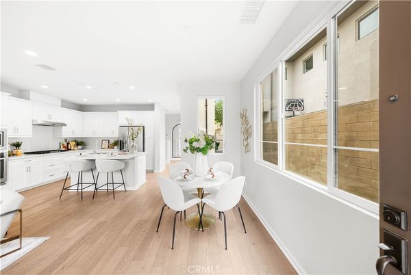 Dining room, Interior, Kitchen, Recessed Lighting, Wood Texture Flooring