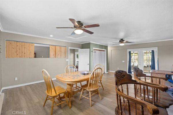 Dining room, Interior, Recessed Lighting, Wood Texture Flooring