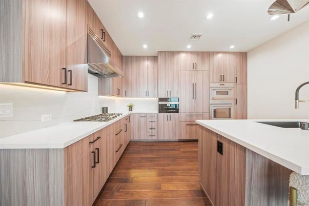 Interior, Kitchen, Recessed Lighting, Wood Texture Flooring
