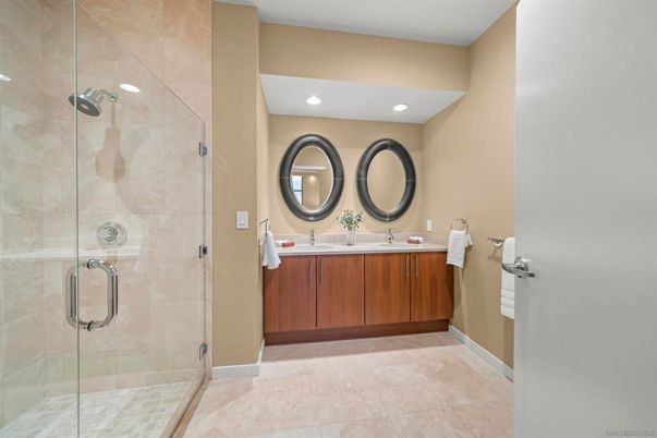 Bathroom, Glass Shower, Interior, Recessed Lighting