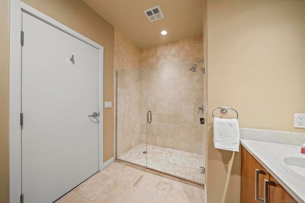 Bathroom, Glass Shower, Interior, Recessed Lighting