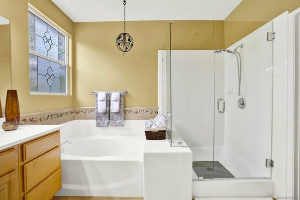 Bathroom, Glass Shower, Interior, Pendant Lights
