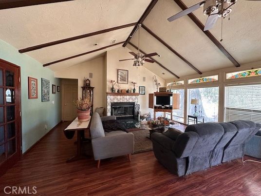 Fireplace, Interior, Living room, Wooden Beams, Wood Texture Flooring