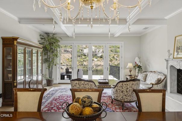 Chandelier, Fireplace, Interior, Living room, Sun Room
