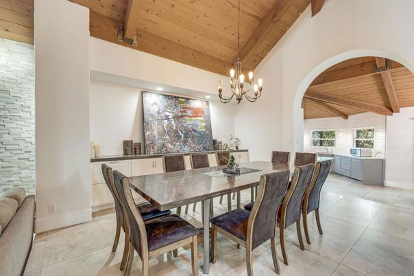 Chandelier, Dining room, Interior, Wooden Beams, Wooden Ceilings