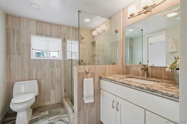 Bathroom, Glass Shower, Interior, Recessed Lighting