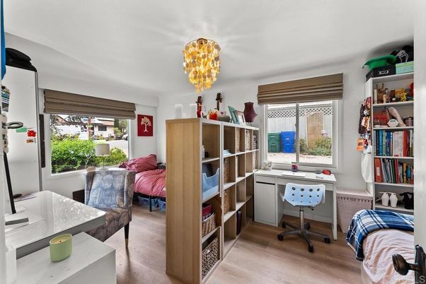Chandelier, Home Office, Interior, Wood Texture Flooring