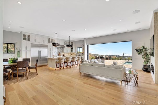 Dining room, Interior, Kitchen, Living room, Pendant Lights, Recessed Lighting, Wood Texture Flooring