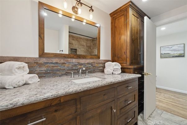Bathroom, Interior, Recessed Lighting, Wood Texture Flooring