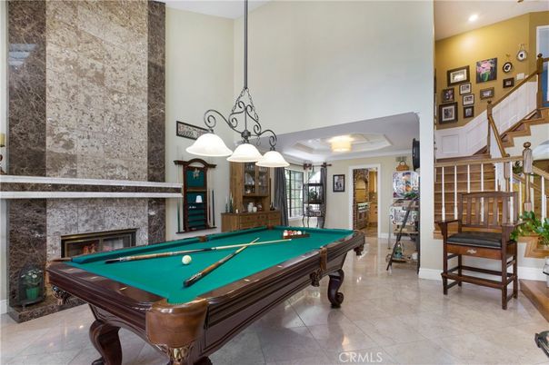 Billiard Table, Chandelier, Fireplace, Game Room, Interior, Pendant Lights, Recessed Lighting