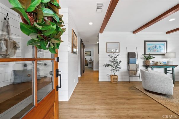 Home Office, Interior, Recessed Lighting, Wooden Beams, Wood Texture Flooring