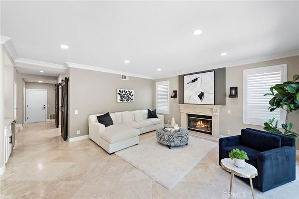 Fireplace, Interior, Living room, Recessed Lighting