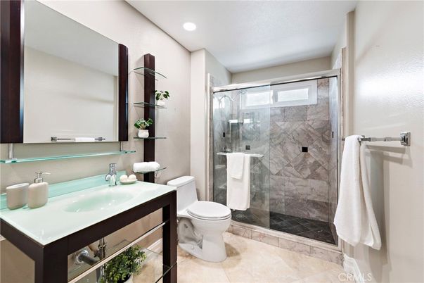 Bathroom, Glass Shower, Interior, Recessed Lighting