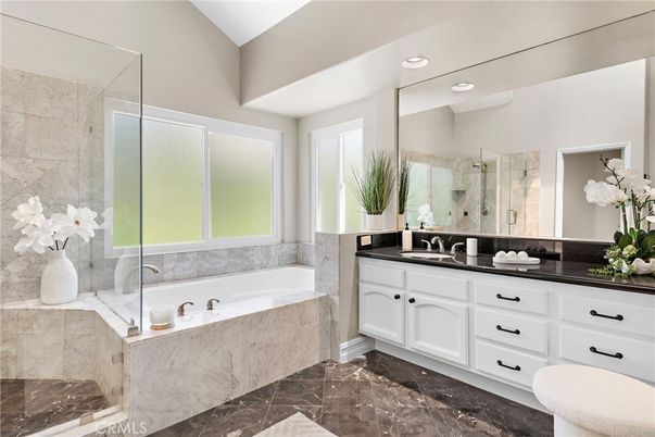 Bathroom, Dual Sink Vanities, Glass Shower, Interior, Recessed Lighting