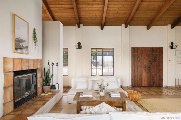Fireplace, Interior, Living room, Pendant Lights, Wooden Beams, Wooden Ceilings