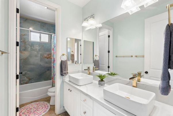 Bathroom, Dual Sink Vanities, Glass Shower, Interior