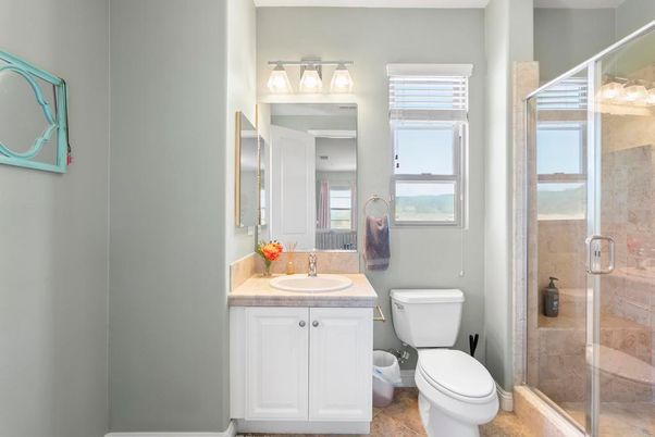 Bathroom, Glass Shower, Interior, Tile Countertops