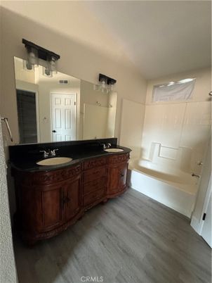 Bathroom, Dual Sink Vanities, Interior, Wood Texture Flooring
