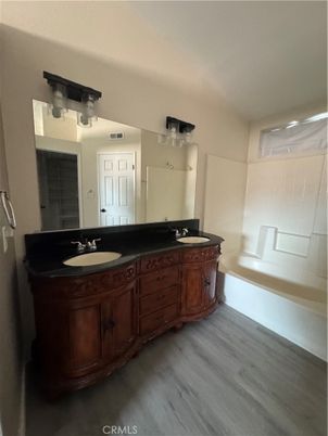 Bathroom, Dual Sink Vanities, Interior, Wood Texture Flooring