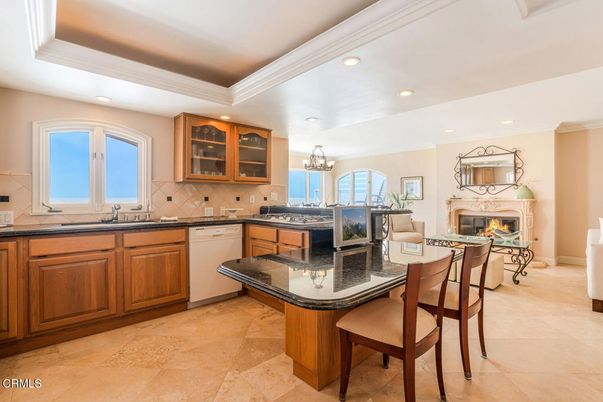 Chandelier, Dining room, Fireplace, Interior, Kitchen, Recessed Lighting
