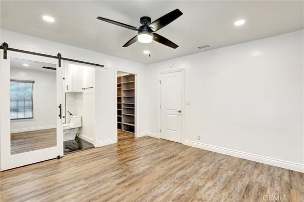 Bathroom, Empty room, Interior, Recessed Lighting, Wood Texture Flooring