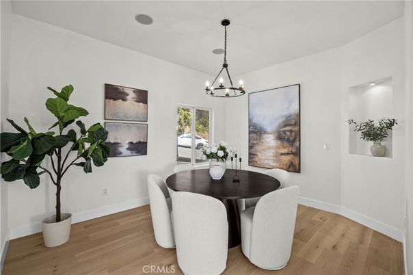 Chandelier, Dining room, Interior, Pendant Lights, Wood Texture Flooring