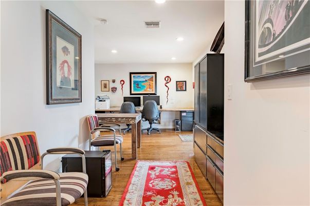 Home Office, Interior, Recessed Lighting, Wood Texture Flooring