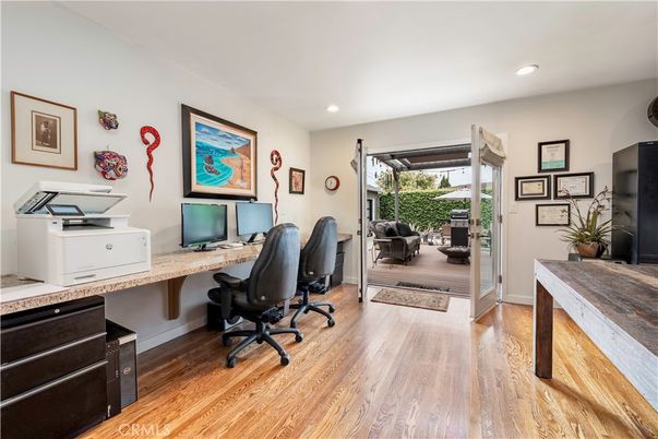 Home Office, Interior, Recessed Lighting, Wood Texture Flooring