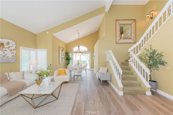 Dining room, Interior, Living room, Pendant Lights, Wood Texture Flooring