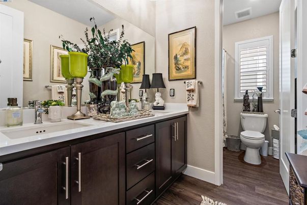 Bathroom, Dual Sink Vanities, Interior, Wood Texture Flooring