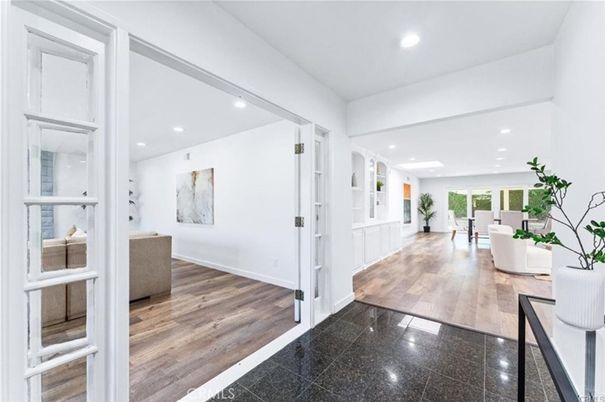 Dining room, Interior, Recessed Lighting, Wood Texture Flooring