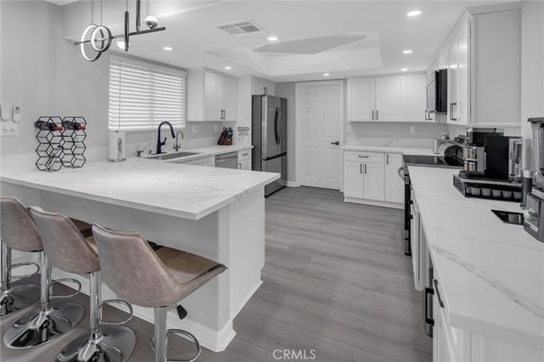 Interior, Kitchen, Recessed Lighting, Wood Texture Flooring