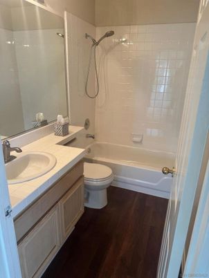Bathroom, Interior, Tile Countertops, Wood Texture Flooring