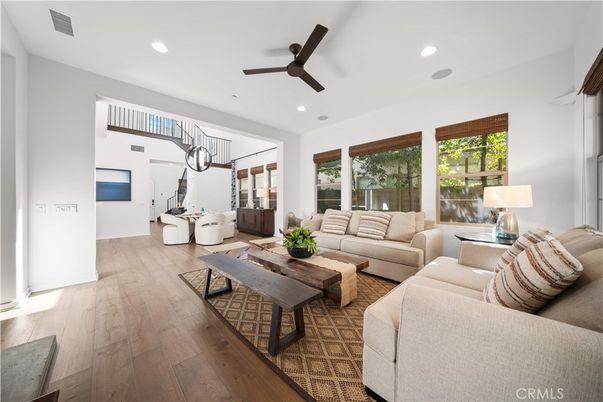 Interior, Living room, Recessed Lighting, Wood Texture Flooring