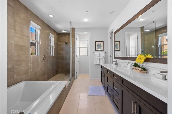Bathroom, Dual Sink Vanities, Glass Shower, Interior, Recessed Lighting