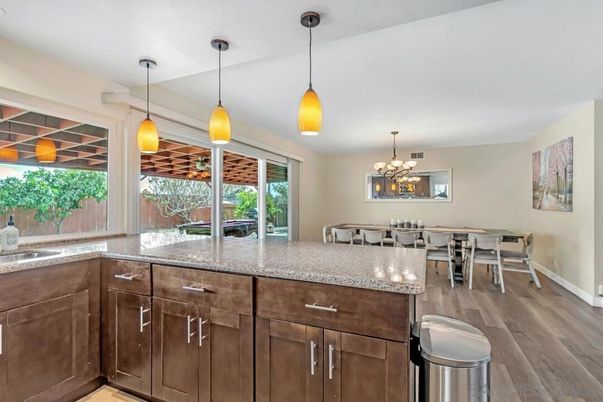 Chandelier, Dining room, Interior, Pendant Lights, Wood Texture Flooring
