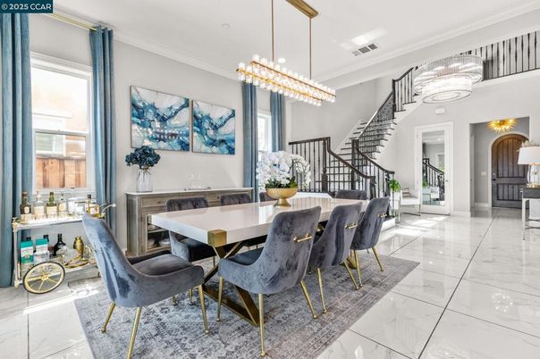 Chandelier, Dining room, Interior, Marble
