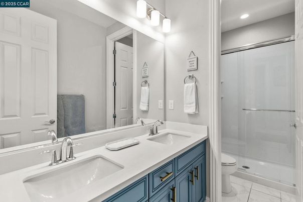 Bathroom, Dual Sink Vanities, Glass Shower, Interior, Recessed Lighting