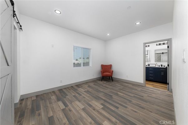 Bathroom, Empty room, Interior, Recessed Lighting, Wood Texture Flooring