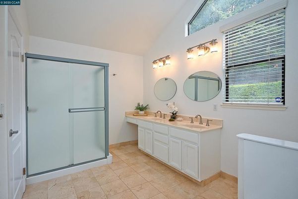 Bathroom, Dual Sink Vanities, Glass Shower, Interior