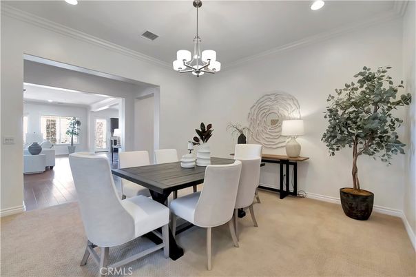 Chandelier, Dining room, Interior, Recessed Lighting, Wood Texture Flooring