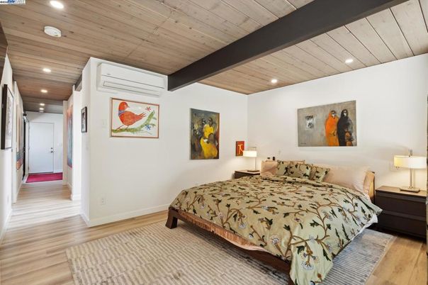 Bedroom, Interior, Recessed Lighting, Wooden Beams, Wooden Ceilings, Wood Texture Flooring
